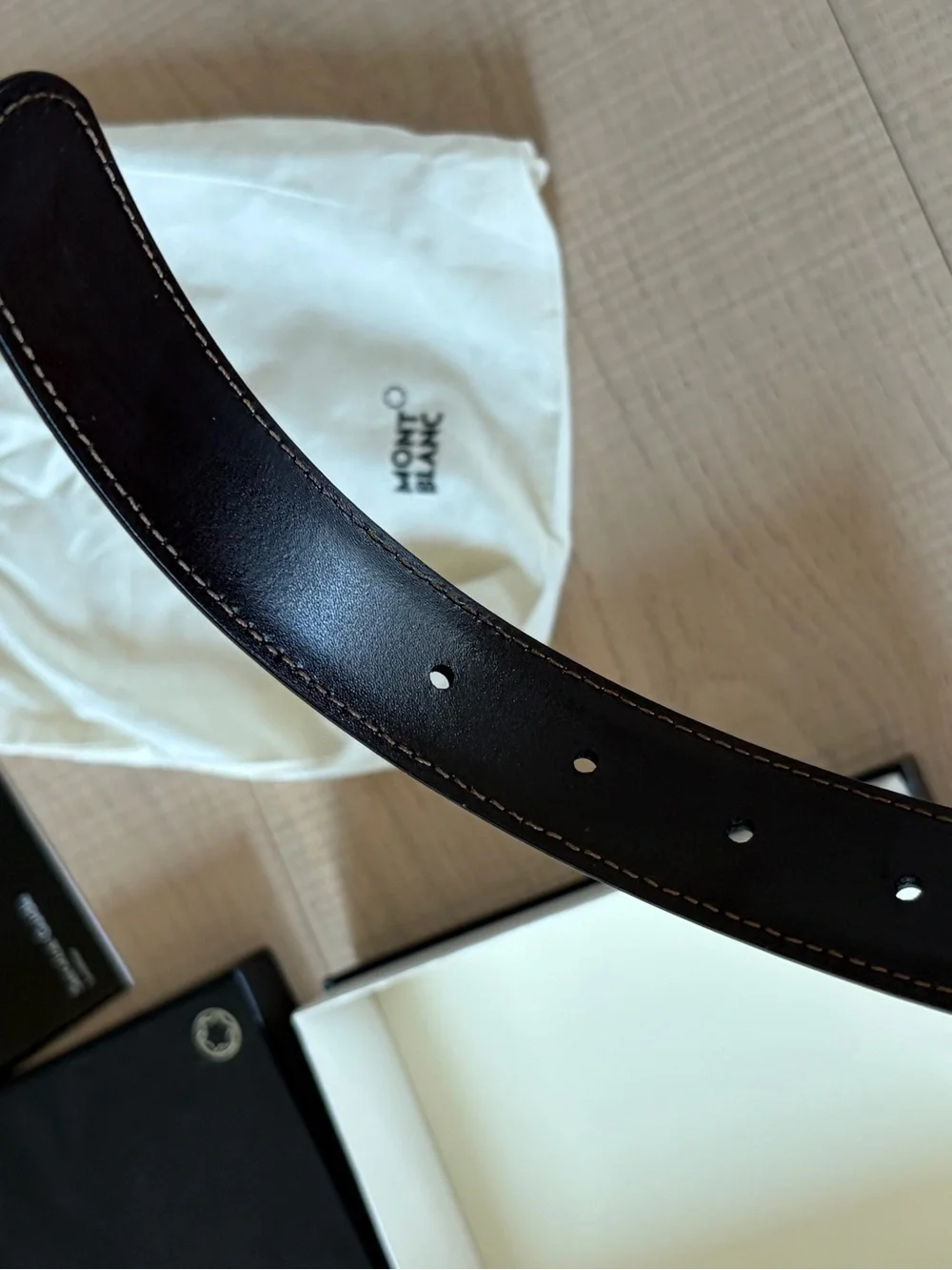 NEW in box and tags!! Mont Blanc Black Leather Men's Belt